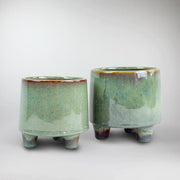 3 Legged Ceramic planter - turquoise green